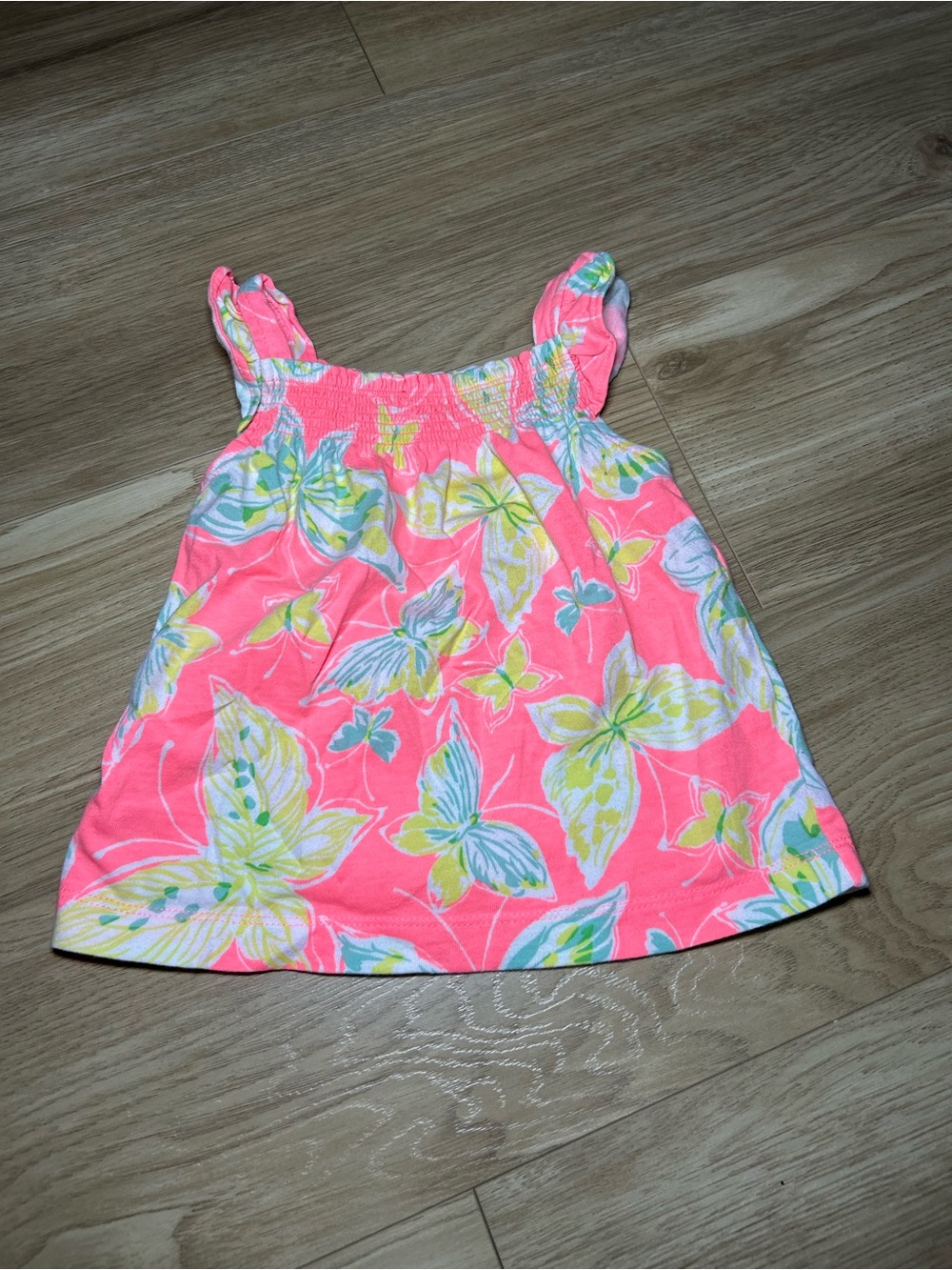 Carter's Coral Pink Tropical Butterfly Tank Dress